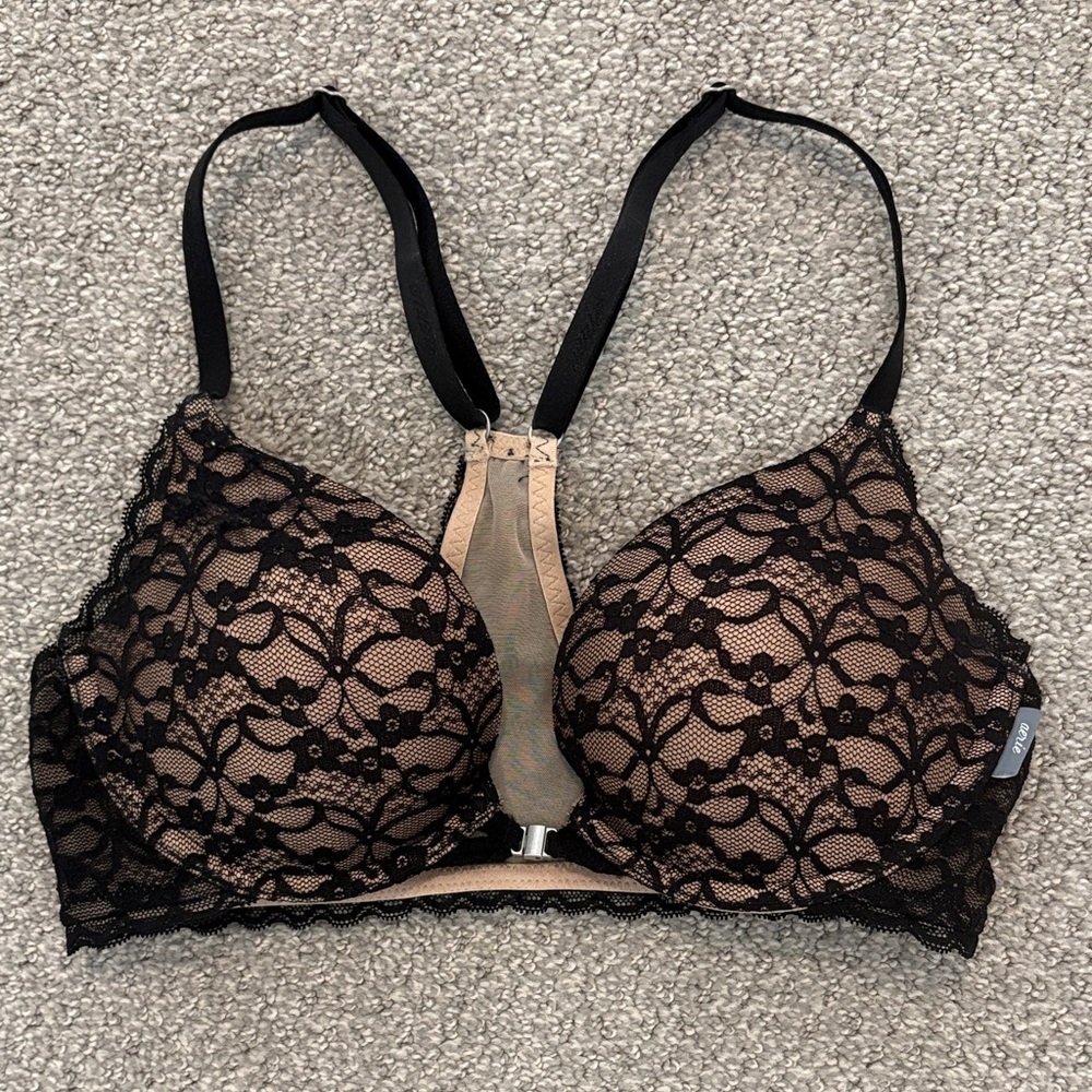 Aerie Black and Tan Lace Bra